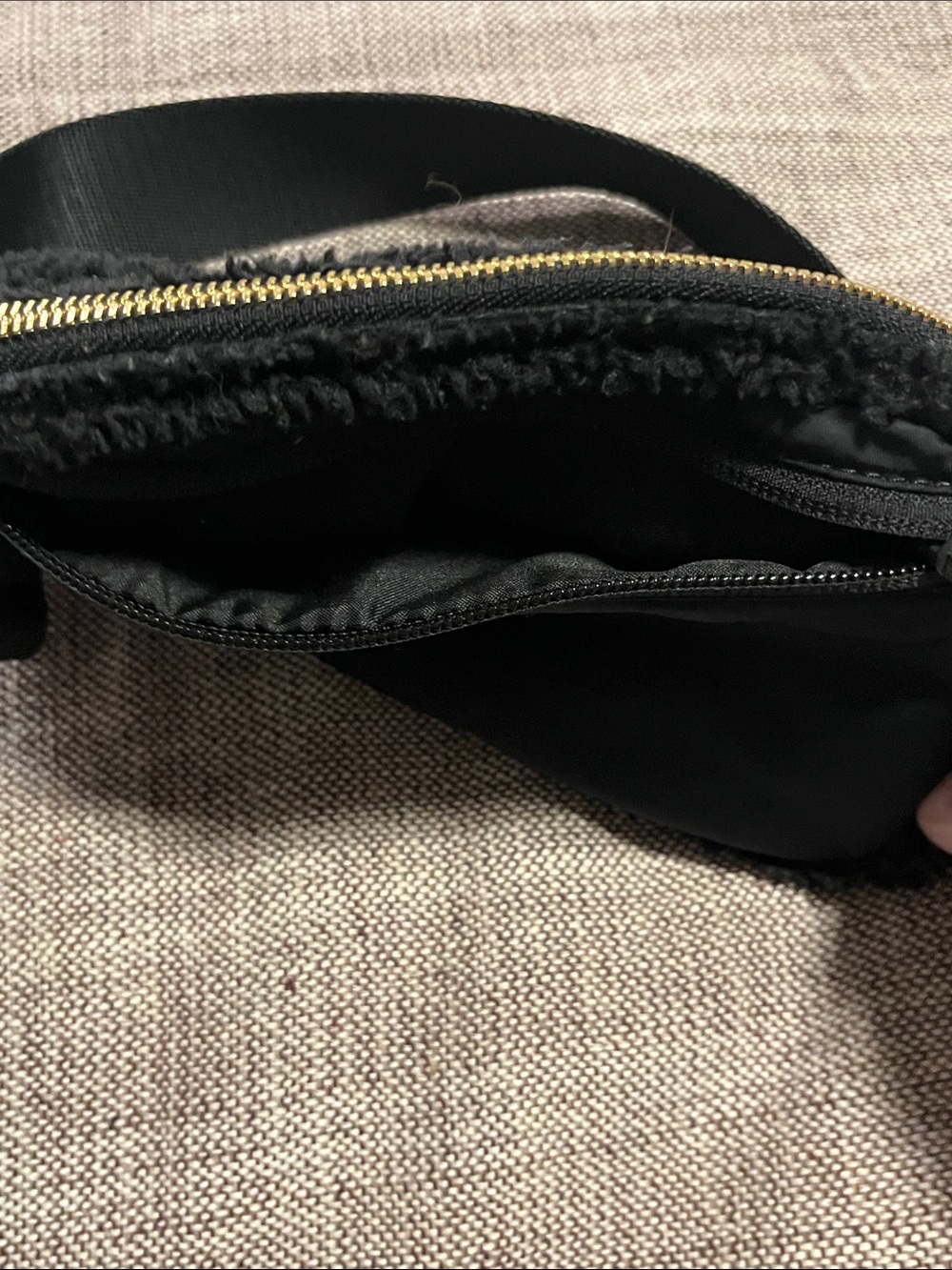 lululemon Black Sherpa Fur Crossbody Bag with Gold Hardware - Picture 4 of 8